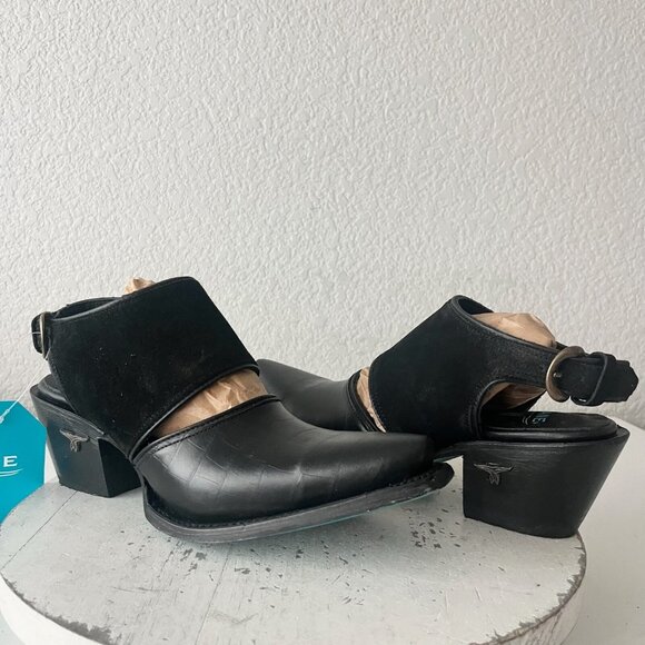 Lane PLAIN JANE Slingback Mules Womens Cowboy Boots 8 Western Black Cowgirl